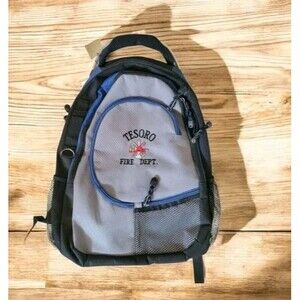 Tesoro Fire Dept Canvas Backpack Navy black gray Embroidered Firefighter logo